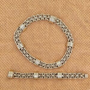 VINTAGE GOLD TONE NECKLACE & BRACELET SET/CHUNKY/UNBRANDED